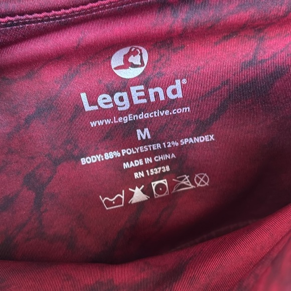 Brand New LegEnd Leggings Red Marble 7/8 High Waisted w/ Pockets Activewear - Picture 15 of 15